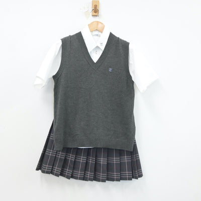 【中古】宮城県 富谷高等学校 女子制服 3点（ニットベスト・シャツ・スカート）sf021466