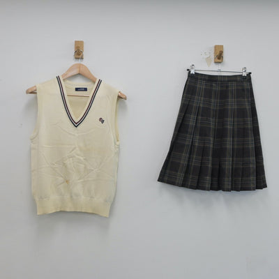 【中古】埼玉県 大宮商業高等学校 女子制服 2点（ニットベスト・スカート）sf021468