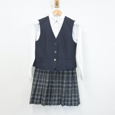 【中古】東京都 桜堤中学校 女子制服 4点（ブレザー・ベスト・シャツ・スカート）sf021475