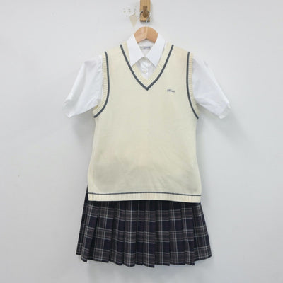 【中古】北海道 札幌光星高等学校 女子制服 4点（ニットベスト・シャツ・シャツ・スカート）sf021478