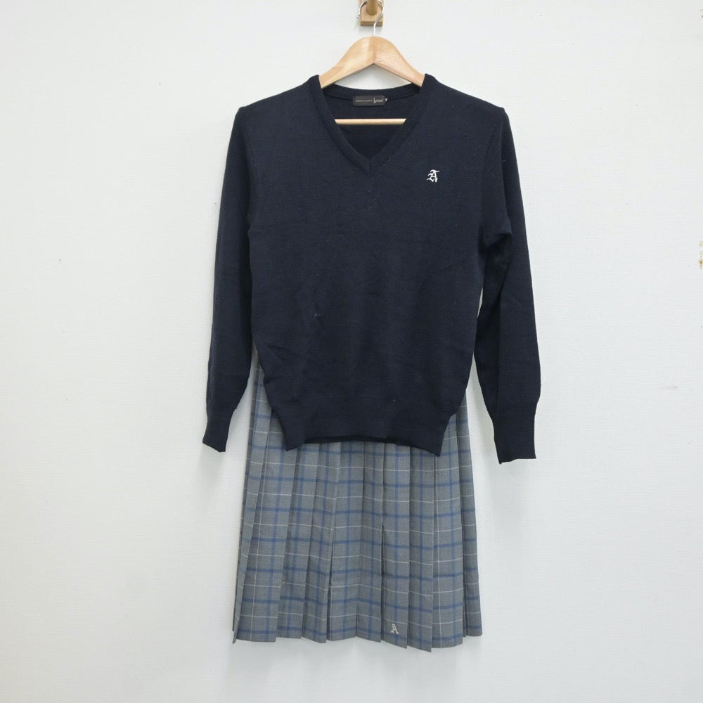 【中古】大阪府 芦間高等学校 女子制服 2点（ニット・スカート）sf021507