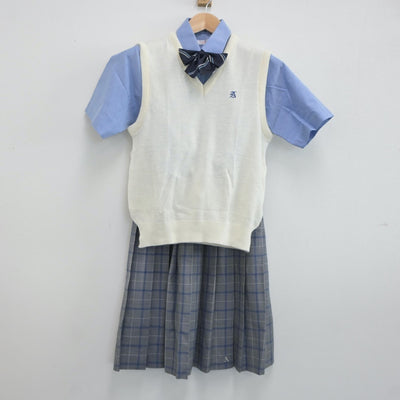 【中古】大阪府 芦間高等学校 女子制服 4点（ニットベスト・シャツ・スカート）sf021508