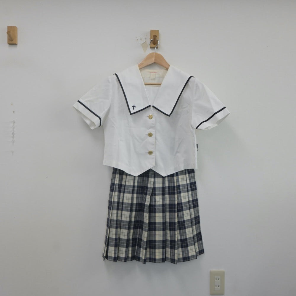 【中古】愛媛県 聖カタリナ女子高等学校 女子制服 2点（セーラー服・スカート）sf021544