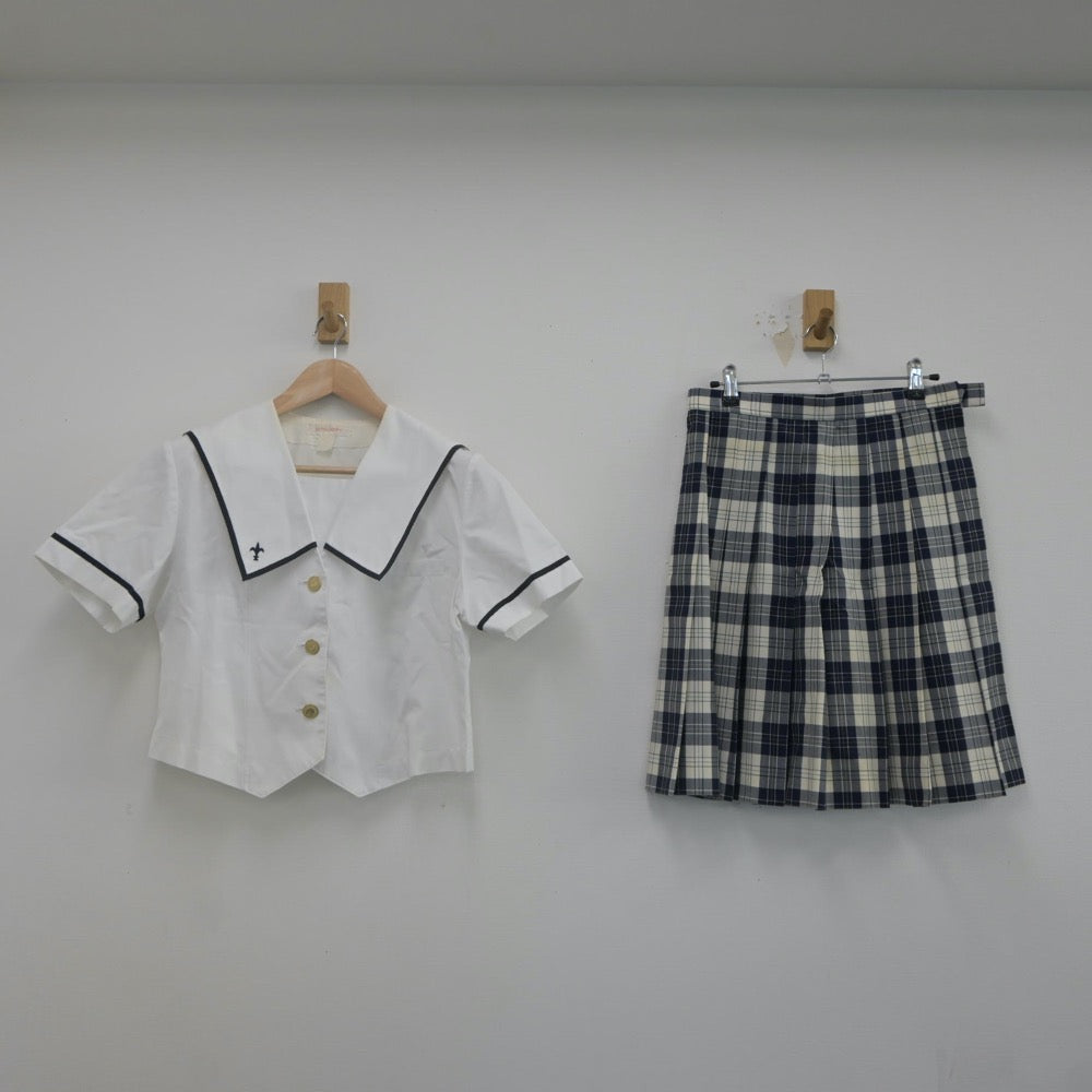 【中古】愛媛県 聖カタリナ女子高等学校 女子制服 2点（セーラー服・スカート）sf021544