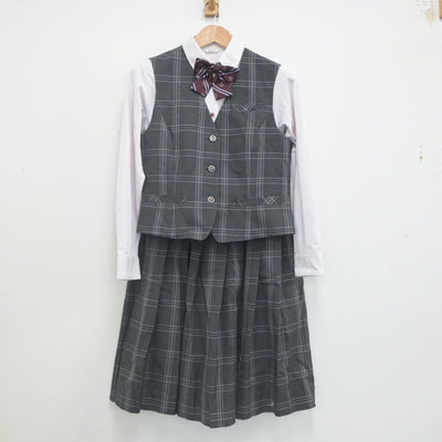 【中古】熊本県 水俣高等学校 女子制服 5点（ブレザー・シャツ・ベスト・スカート）sf021559