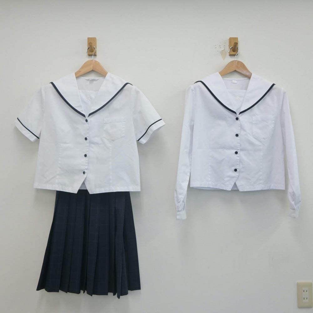 【中古】富山県 新湊高等学校 女子制服 3点（セーラー服・スカート）sf021567