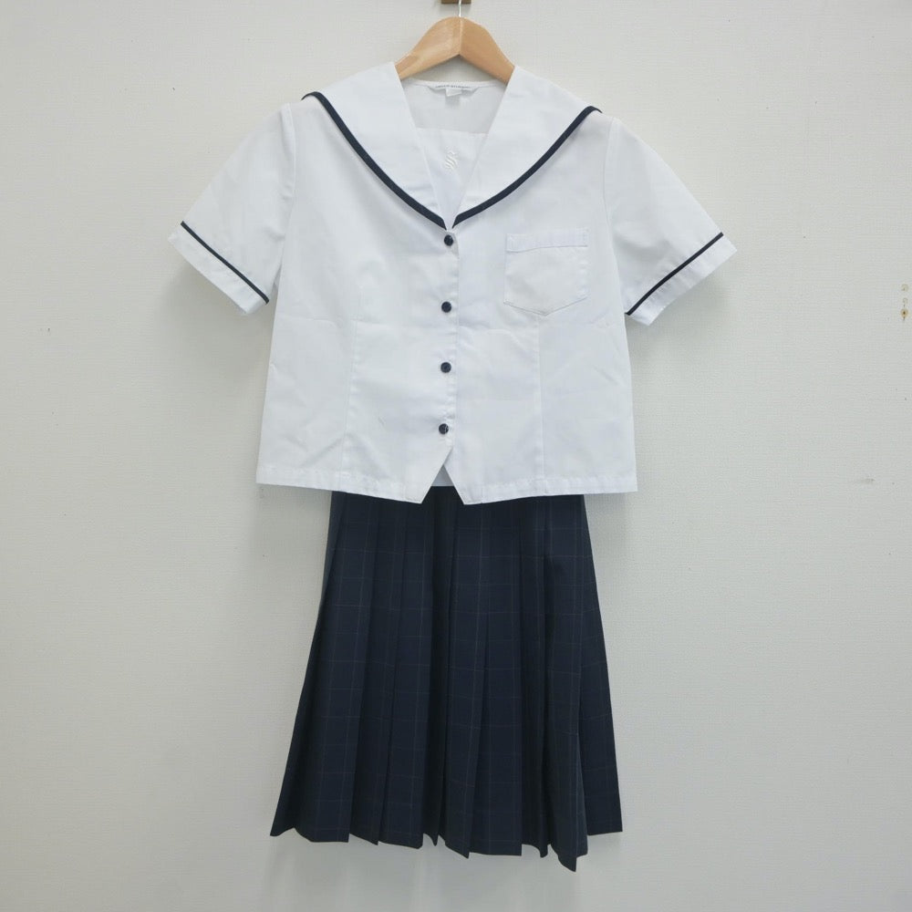 【中古】富山県 新湊高等学校 女子制服 3点（セーラー服・スカート）sf021567