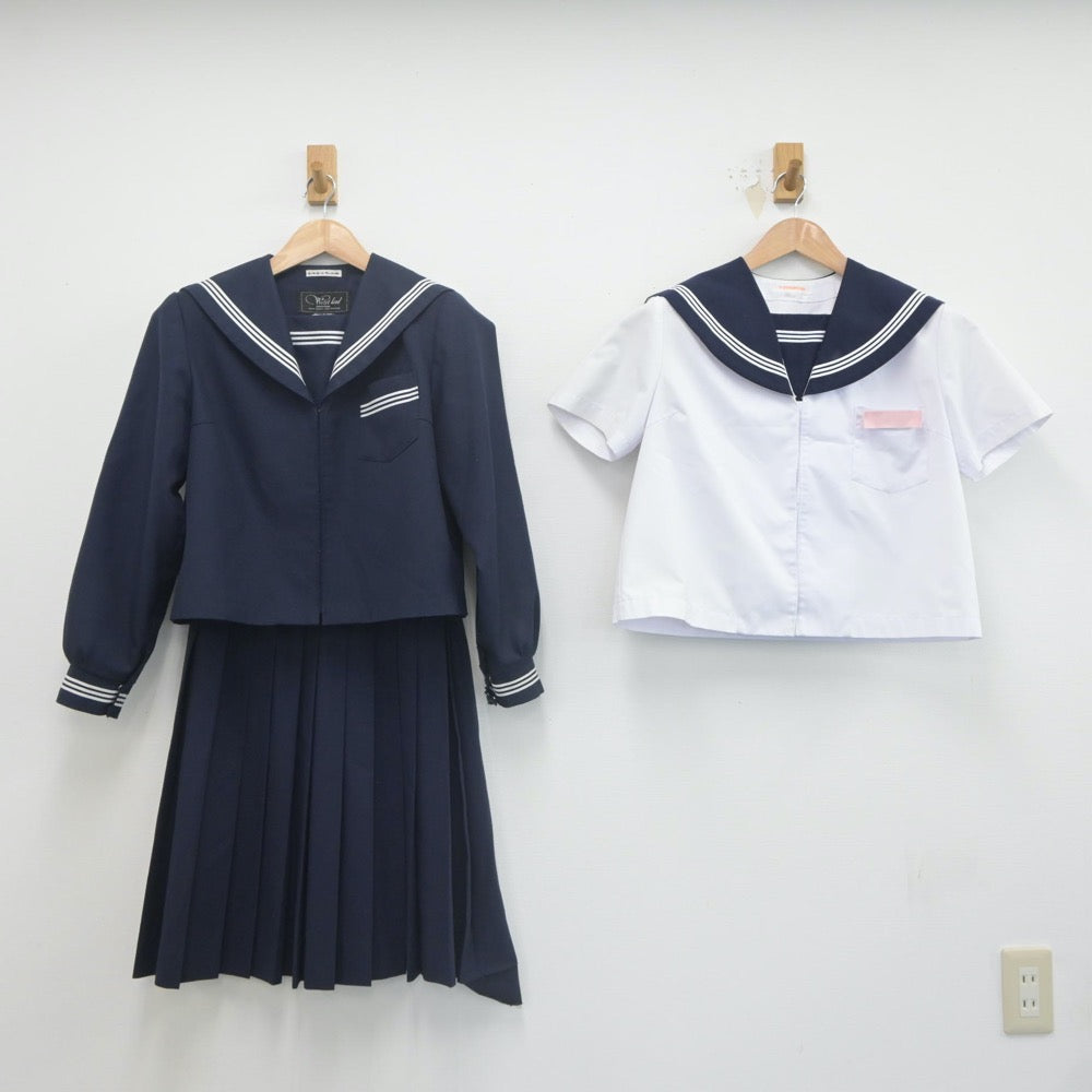 【中古】富山県 牧野中学校 女子制服 3点（セーラー服・セーラー服・スカート）sf021568