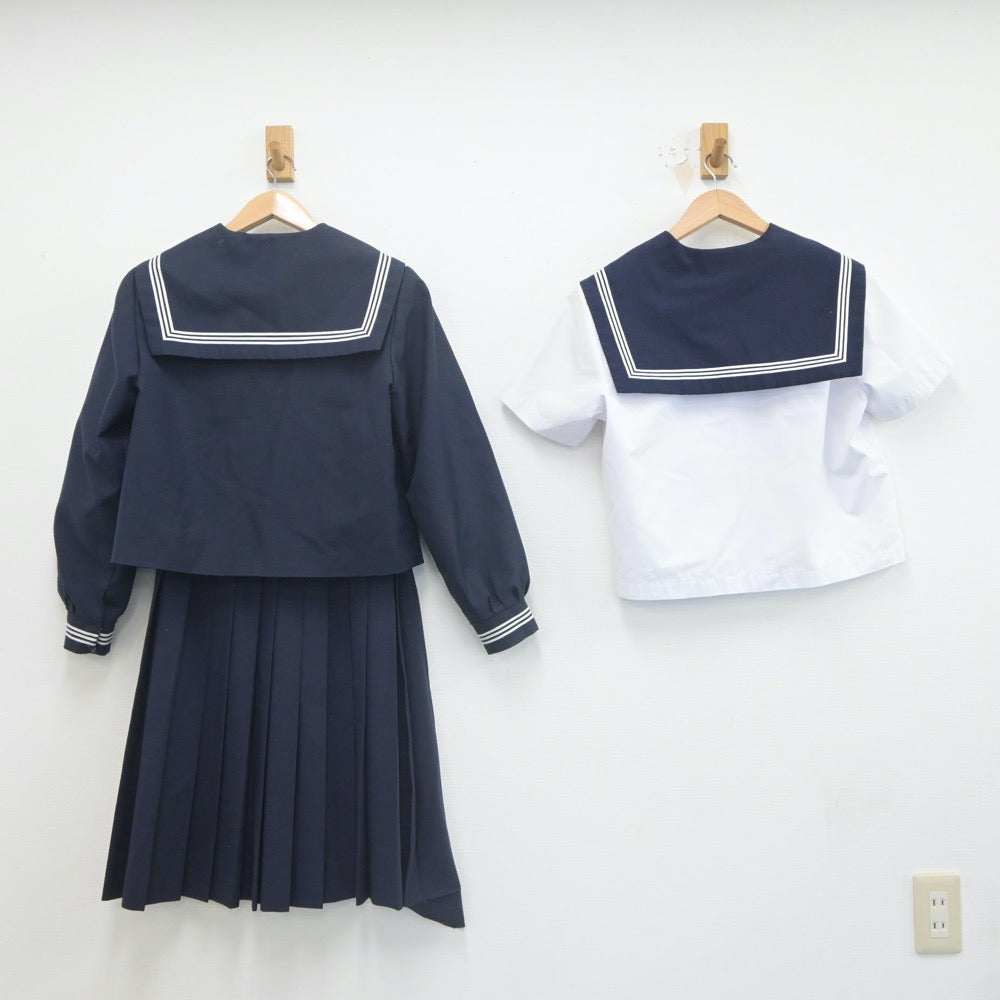 【中古】富山県 牧野中学校 女子制服 3点（セーラー服・セーラー服・スカート）sf021568