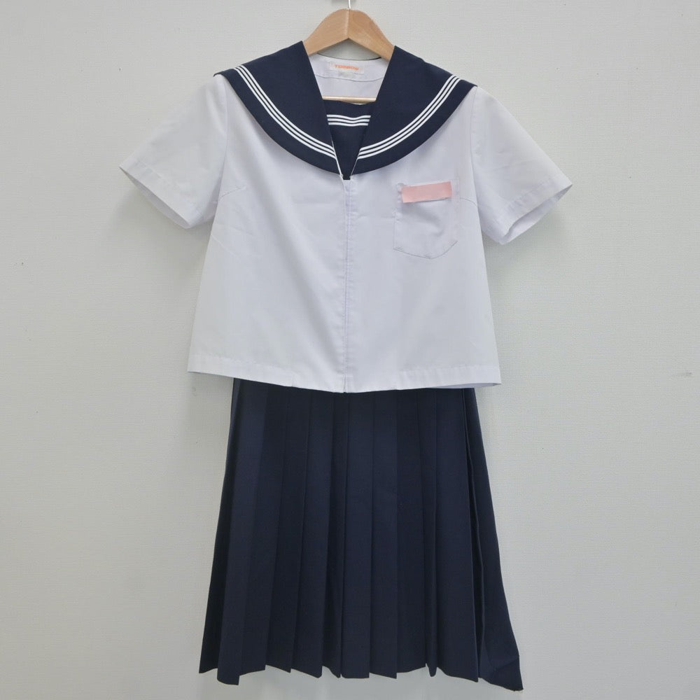 【中古】富山県 牧野中学校 女子制服 3点（セーラー服・セーラー服・スカート）sf021568