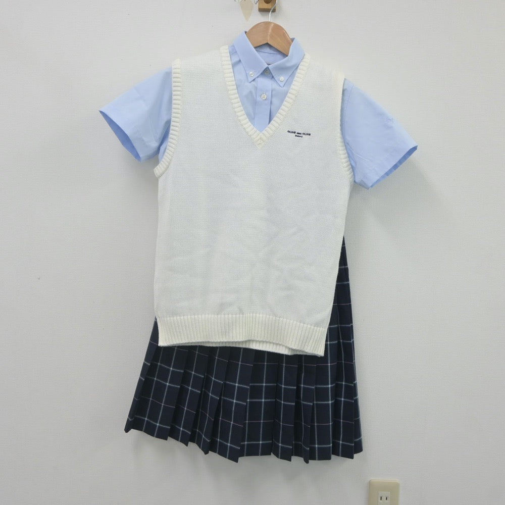 【中古】埼玉県 東京成徳大学深谷高等学校 女子制服 6点（ニットベスト・シャツ・スカート）sf021587