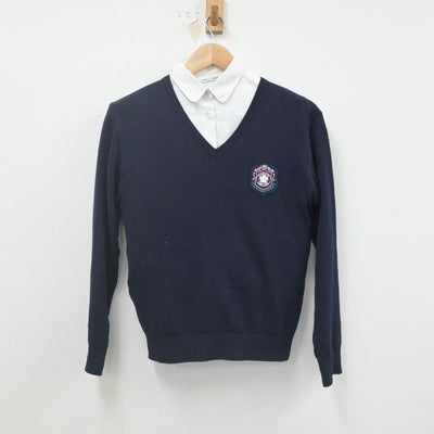 【中古】福岡県 筑陽学園中学校 女子制服 2点（ニット・シャツ）sf021646