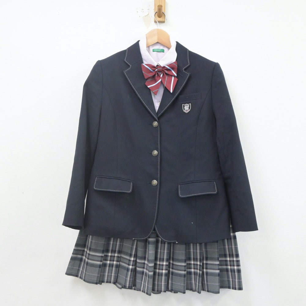 【中古】福岡県 福岡大学附属若葉高等学校 女子制服 6点（ブレザー・ニットベスト・シャツ・スカート）sf021647