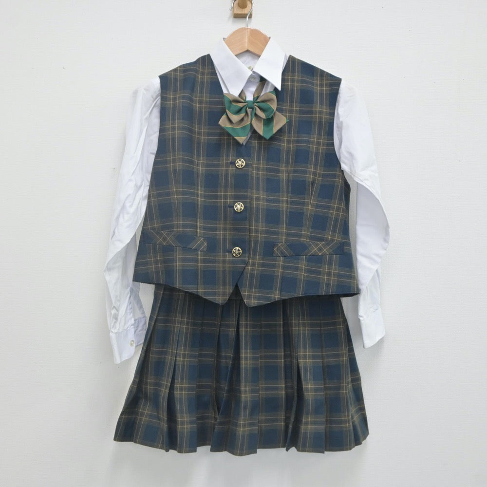 【中古】東京都 足立西高等学校 女子制服 5点（ブレザー・シャツ・ベスト・スカート）sf021711