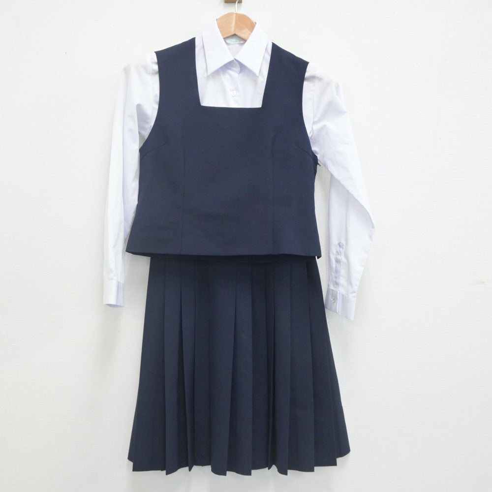 【中古】神奈川県 片瀬中学校 女子制服 3点（シャツ・ベスト・スカート）sf021720