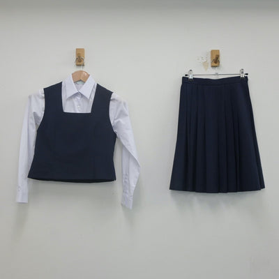 【中古】神奈川県 片瀬中学校 女子制服 3点（シャツ・ベスト・スカート）sf021720