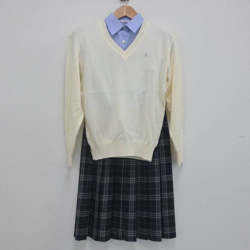 【中古】千葉県 麗澤中学・高等学校 女子制服 4点（ブレザー・シャツ・ニット・スカート）sf021721