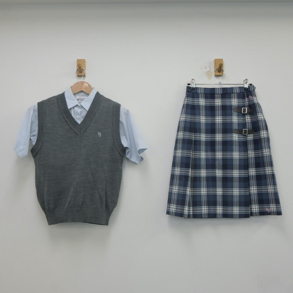 【中古】東京都 東京実業高等学校 女子制服 3点（シャツ・ニットベスト・スカート）sf021731