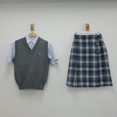 【中古】東京都 東京実業高等学校 女子制服 3点（シャツ・ニットベスト・スカート）sf021731