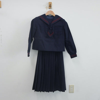 【中古】長崎県 長崎大学附属中学校 女子制服 3点（セーラー服・スカート）sf021756