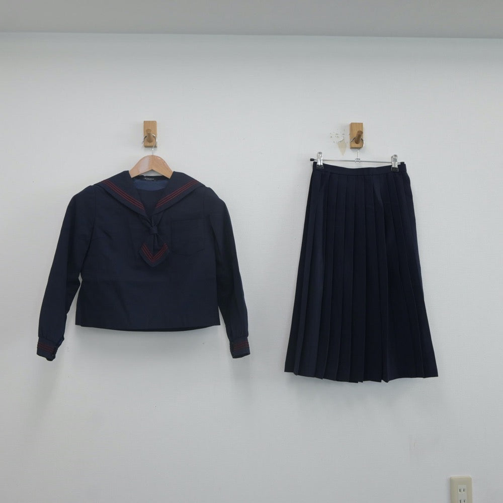 【中古】長崎県 長崎大学附属中学校 女子制服 3点（セーラー服・スカート）sf021756