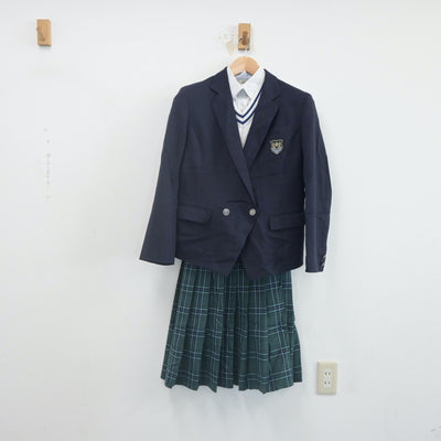 【中古】福岡県 宇美商業高等学校 女子制服 4点（ブレザー・ニットベスト・シャツ・スカート）sf021763