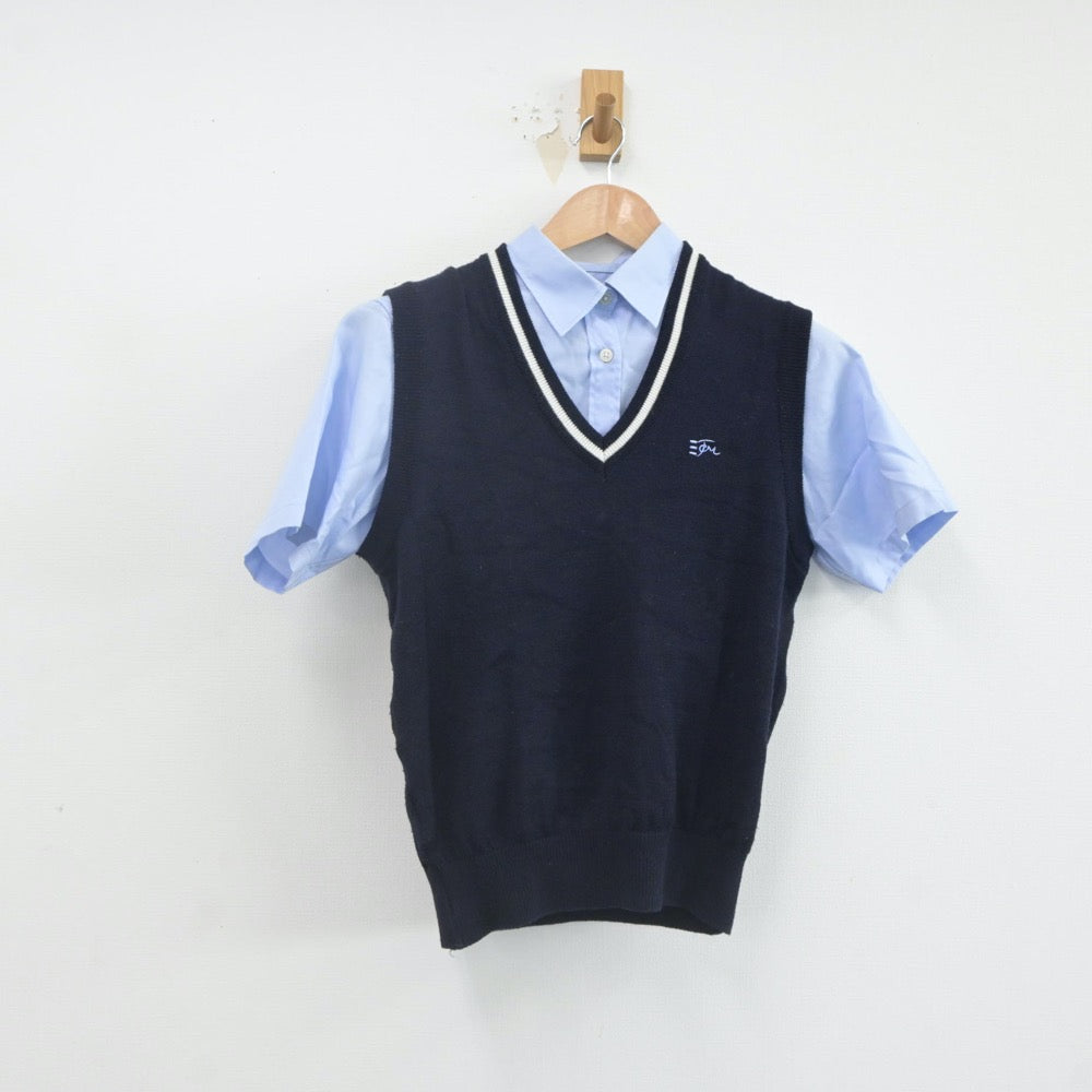 【中古】兵庫県 高砂南高等学校 女子制服 2点（ニットベスト・シャツ）sf021776