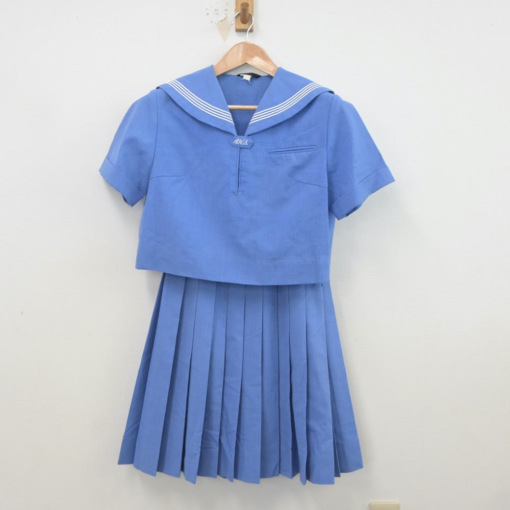 【中古】福岡県 朝倉高等学校 女子制服 2点（セーラー服・スカート）sf021813