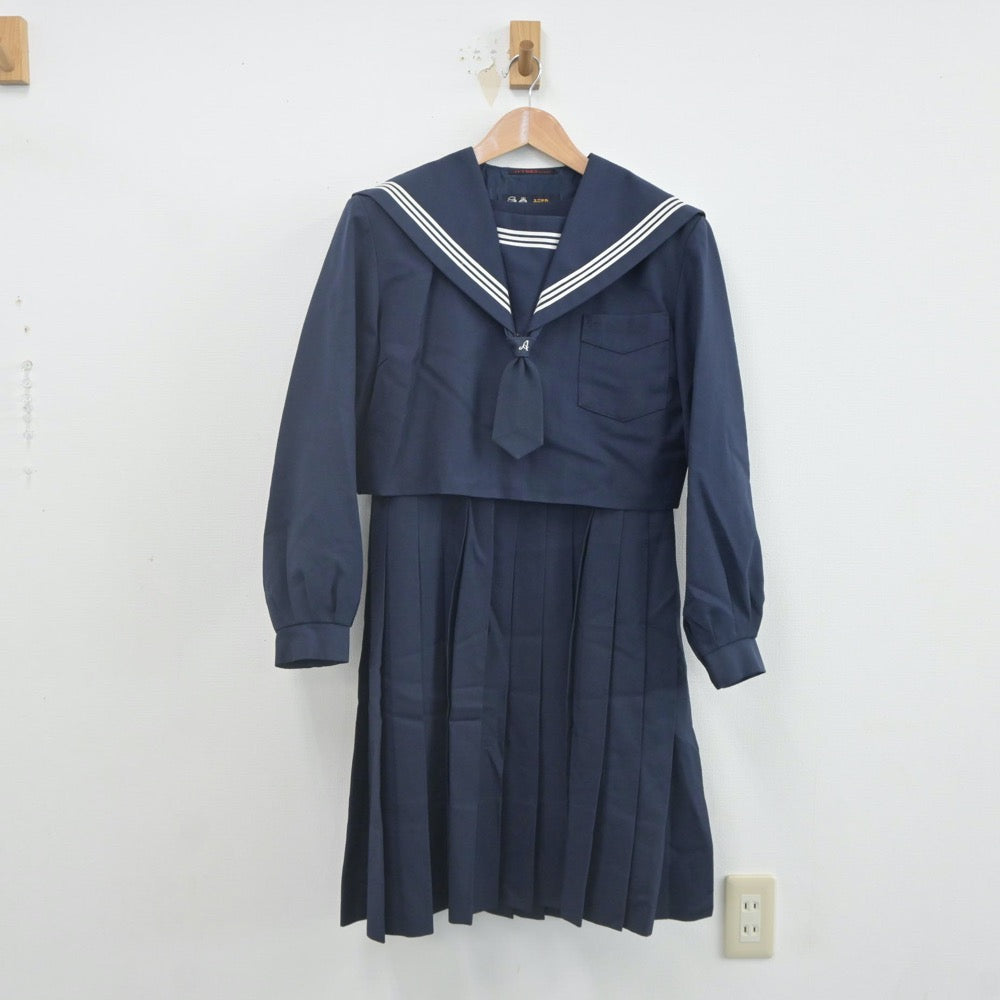 【中古】福岡県 甘木中学校 女子制服 3点（セーラー服・ジャンパースカート）sf021821