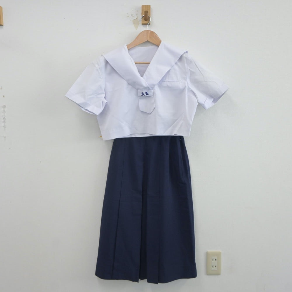 【中古】福岡県 朝倉高等学校 女子制服 2点（セーラー服・スカート）sf021835