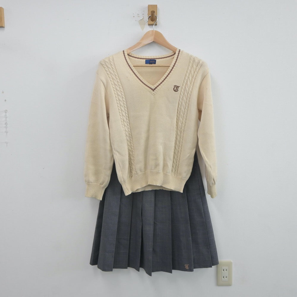 【中古】京都府 鳥羽高等学校 女子制服 2点（ニット・スカート）sf021837