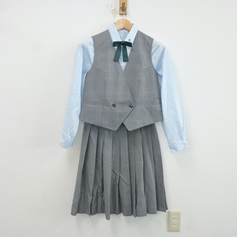 【中古】東京都 都立第四商業高等学校 女子制服 5点（ブレザー・ベスト・シャツ・スカート）sf021839