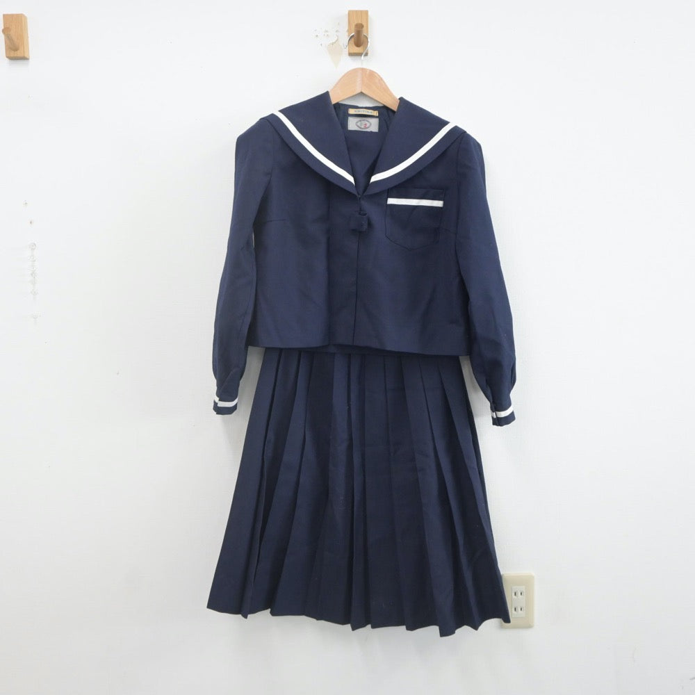 【中古】静岡県 開成中学校 女子制服 2点（セーラー服・スカート）sf021850