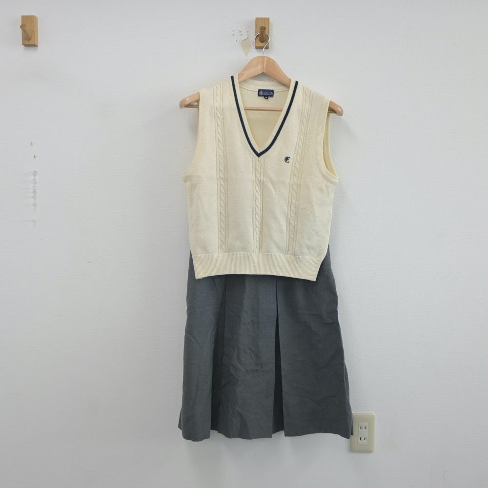 【中古】静岡県 浜松東高等学校 女子制服 2点（ニットベスト・スカート）sf021853