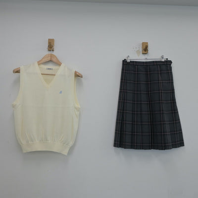 【中古】千葉県 麗澤中学高等学校 女子制服 2点（ニットベスト・スカート）sf021869