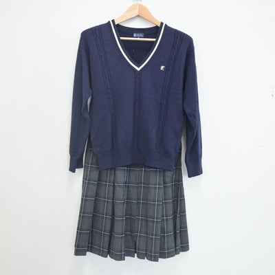 【中古】静岡県 浜松東高等学校 女子制服 2点（ニット・スカート）sf021870