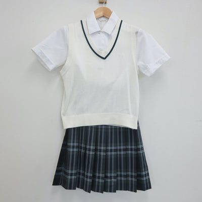 【中古】東京都 文京学院大学女子高等学校 女子制服 3点（ニットベスト・シャツ・スカート）sf021874