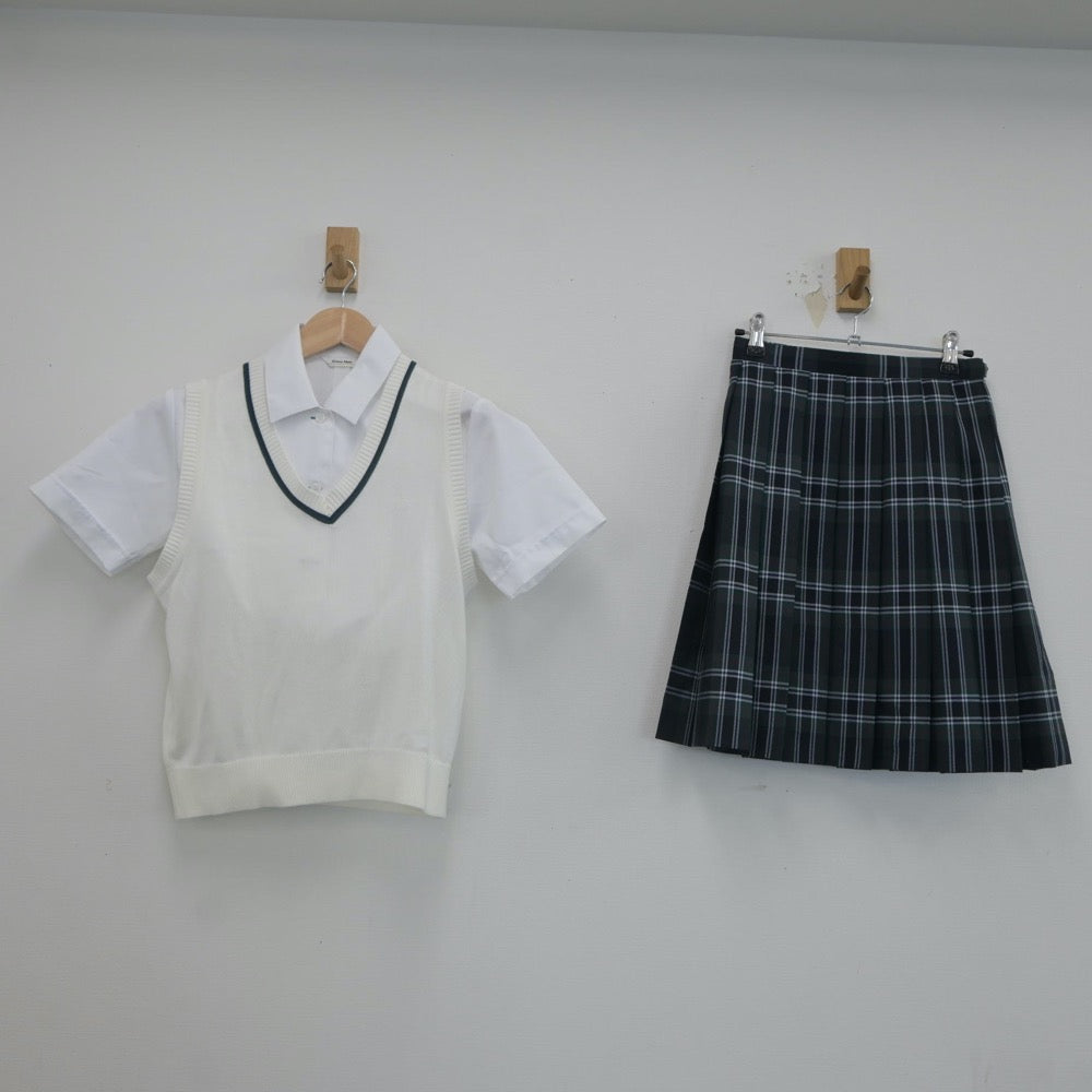 【中古】東京都 文京学院大学女子高等学校 女子制服 3点（ニットベスト・シャツ・スカート）sf021874