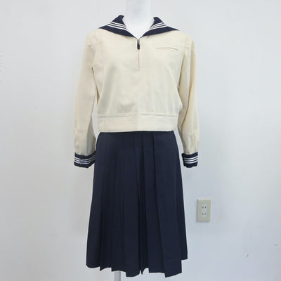 【中古】東京都 東京女学館中学校 女子制服 2点（セーラー服・スカート）sf021888