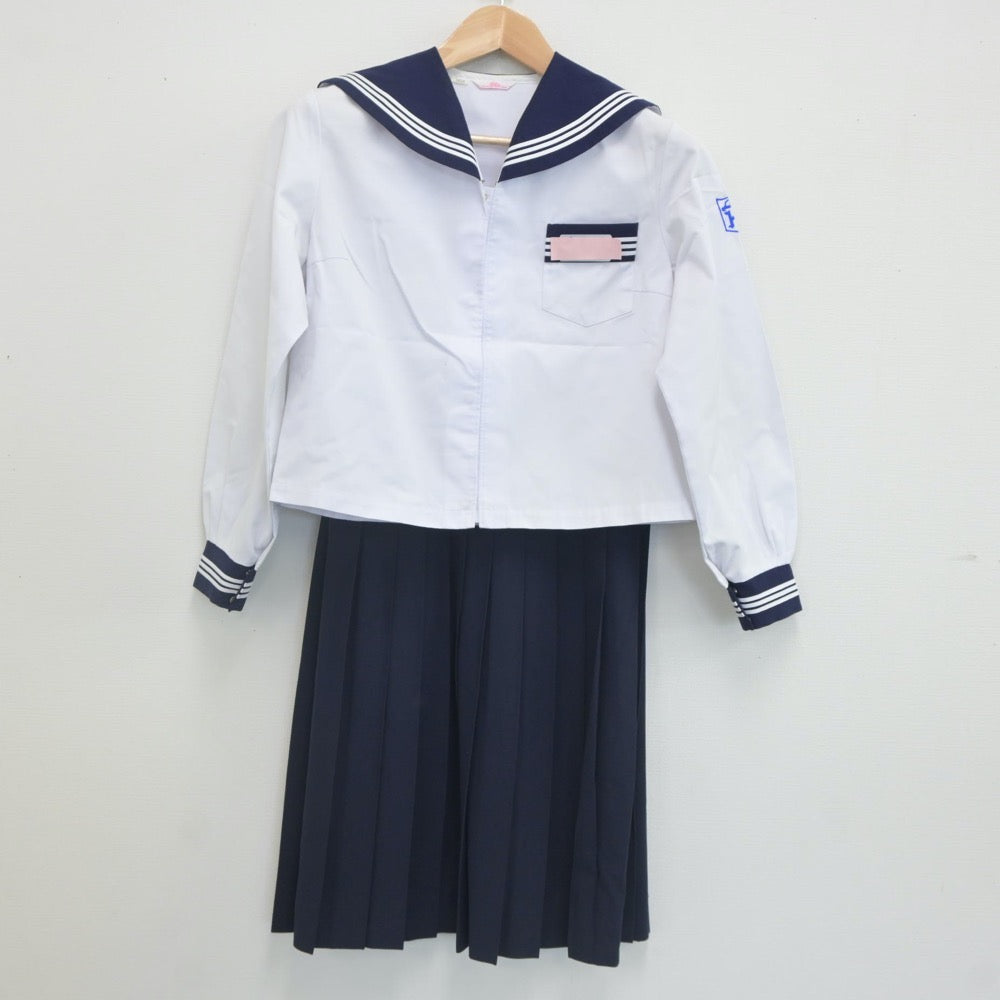 【中古】富山県 堀川中学校 女子制服 2点（セーラー服・スカート）sf021903