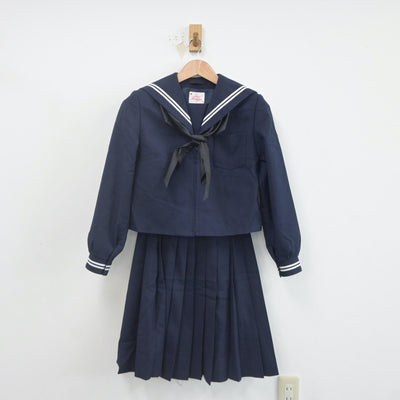 【中古】静岡県 金岡中学校 女子制服 4点（セーラー服・スカート）sf021931