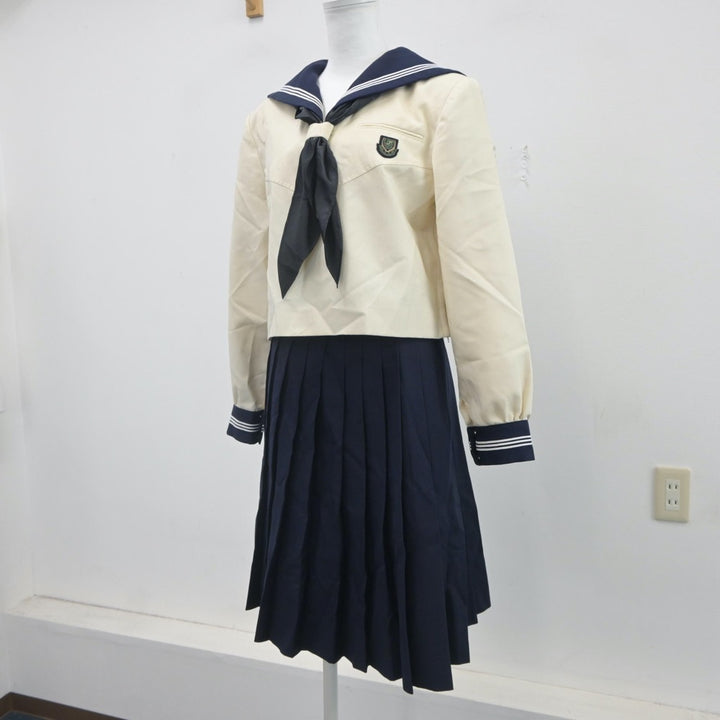 【中古】兵庫県 東洋大学附属姫路高等学校 女子制服 4点（セーラー服・ニット・スカート）sf021939