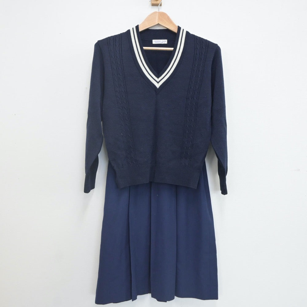 【中古】広島県 安芸南高等学校 女子制服 2点（ニット・スカート）sf021973