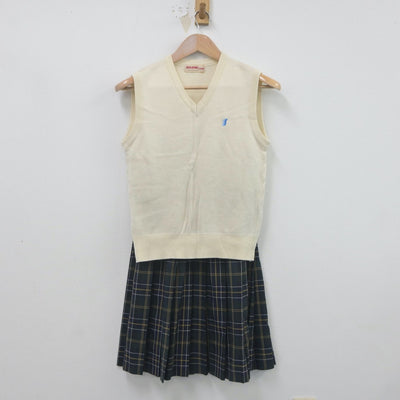 【中古】愛知県 神の倉中学校 女子制服 2点（ニットベスト・スカート）sf021993