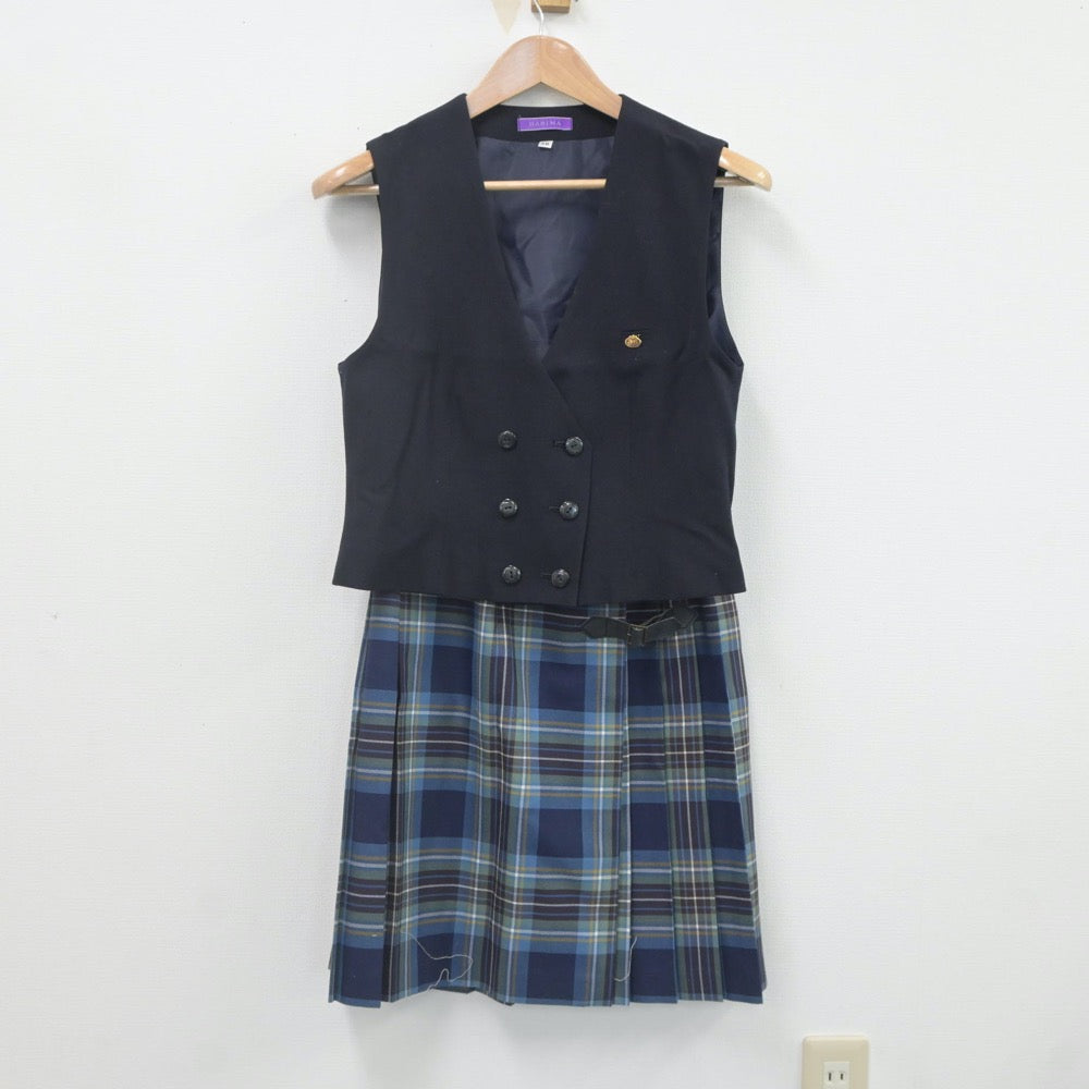 【中古】兵庫県 播磨高等学校 女子制服 2点（ベスト・スカート）sf021995