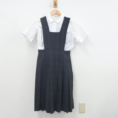 【中古】福岡県 高宮中学校 女子制服 2点（シャツ・ジャンパースカート）sf022013