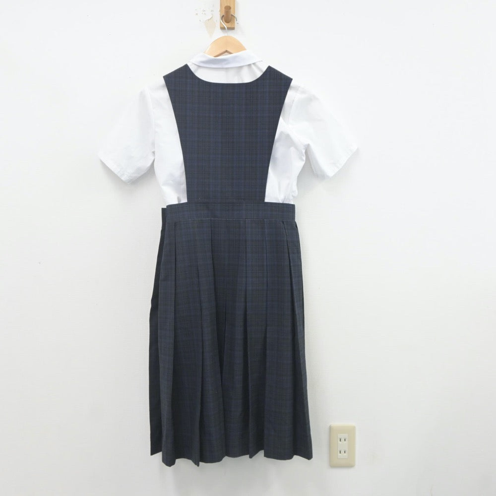 【中古】福岡県 高宮中学校 女子制服 2点（シャツ・ジャンパースカート）sf022013