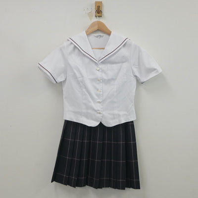 【中古】大阪府 早稲田摂陵高等学校 女子制服 3点（セーラー服・セーラー服・スカート）sf022018