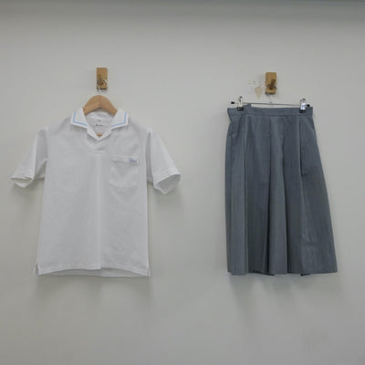 【中古】広島県 江波中学校 女子制服 2点（シャツ・スカート）sf022046