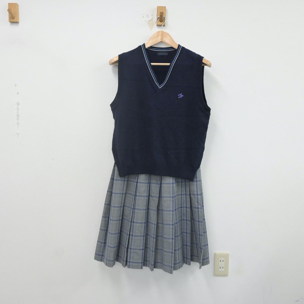 【中古】兵庫県 尼崎双星高等学校 女子制服 2点（ニットベスト・スカート）sf022052